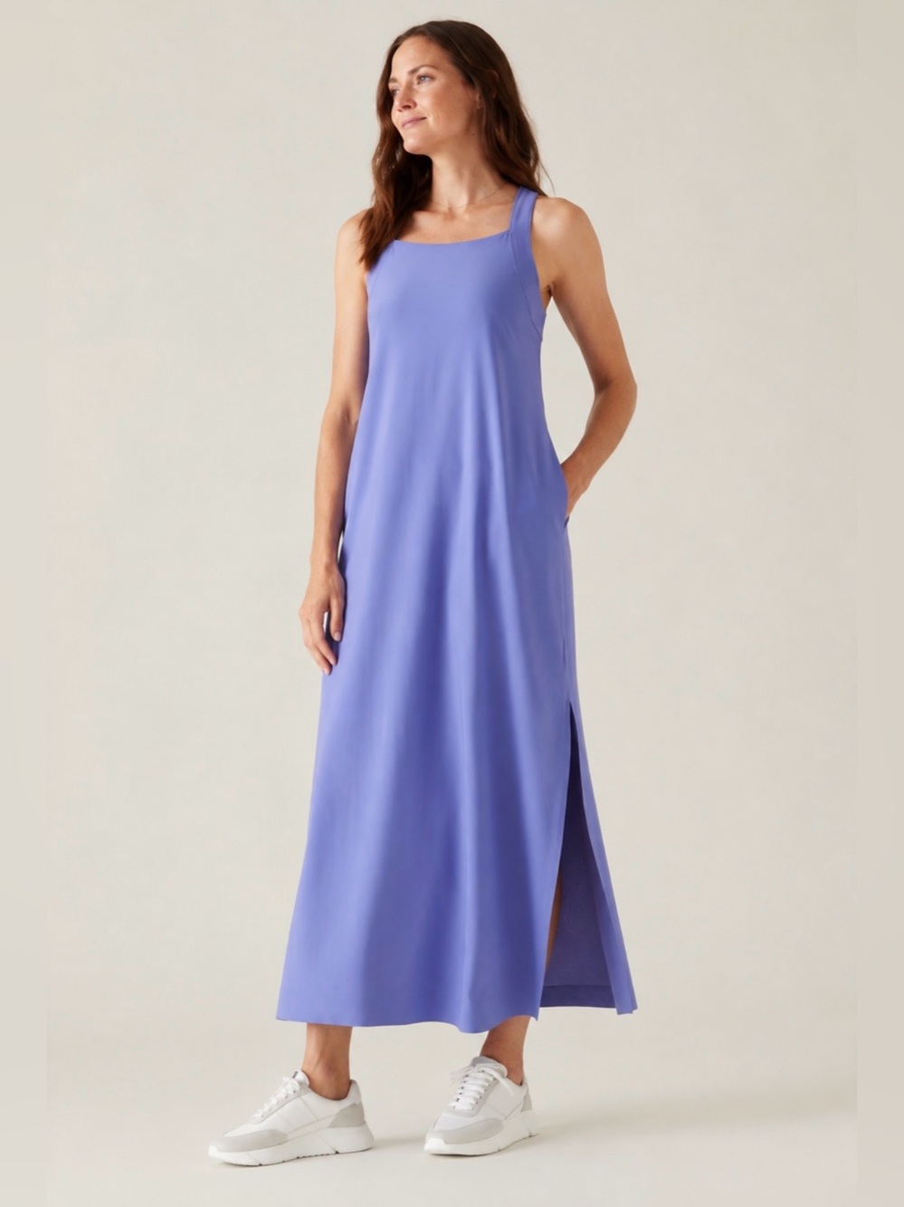 Athleta Lavender Tank Maxi Dress with Side Slit